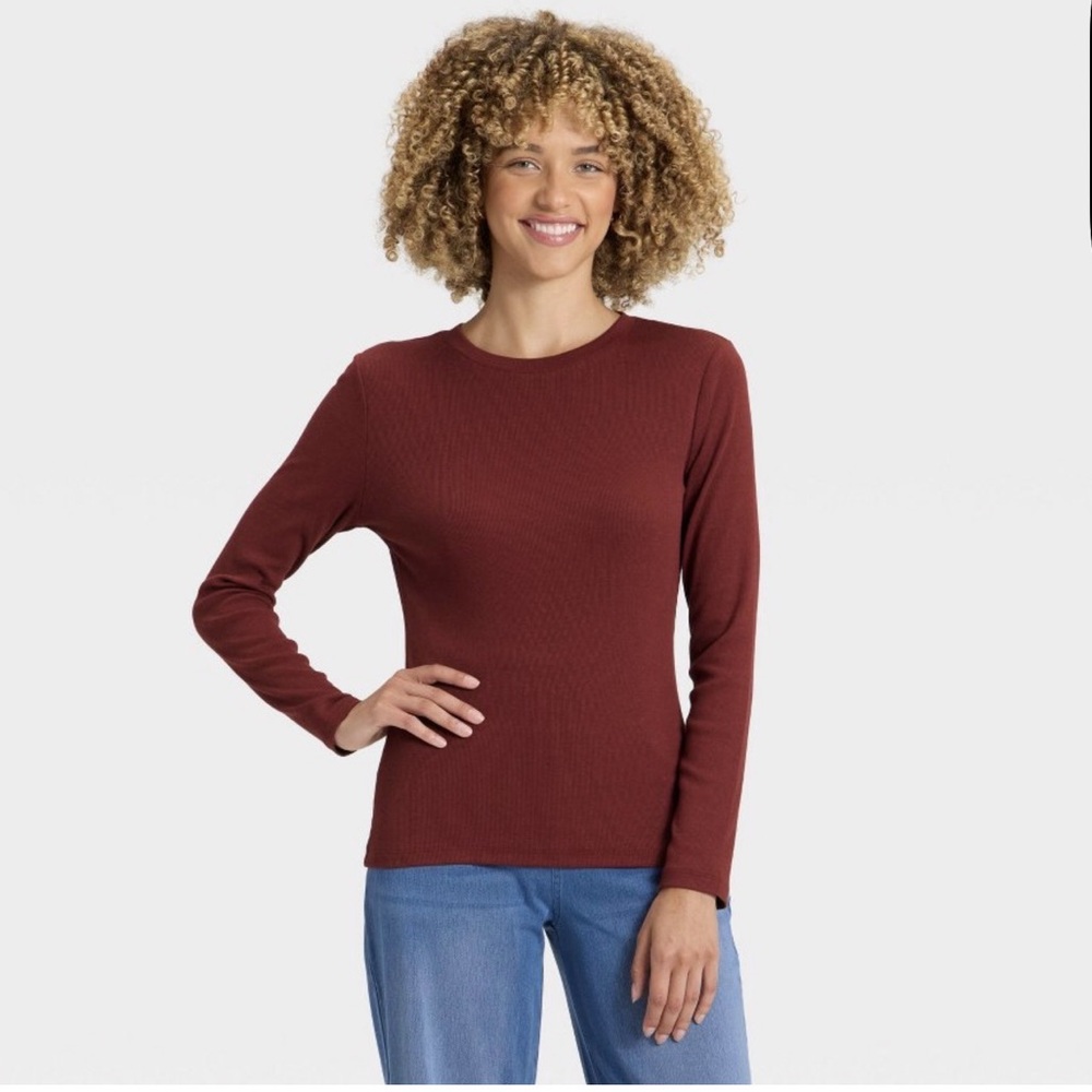 Women's Slim Fit Long Sleeve Top A New Dayโข Maroon small casual top shirt